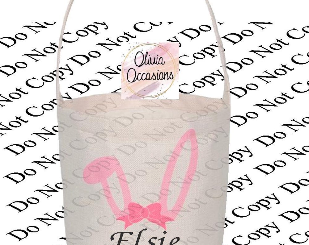 Personalised Easter Basket - Cotton Bucket bag with Bunny design